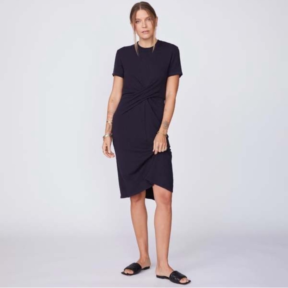 MONROW supersoft front twist dress in faded black, size medium